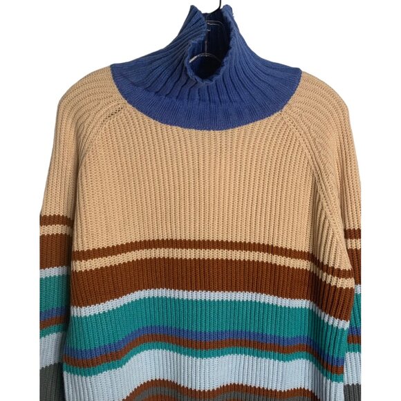 SIMPLEE Multicolor Striped Mock-Neck Women's Tunic Sweater NWT Size Medium - Picture 3 of 8